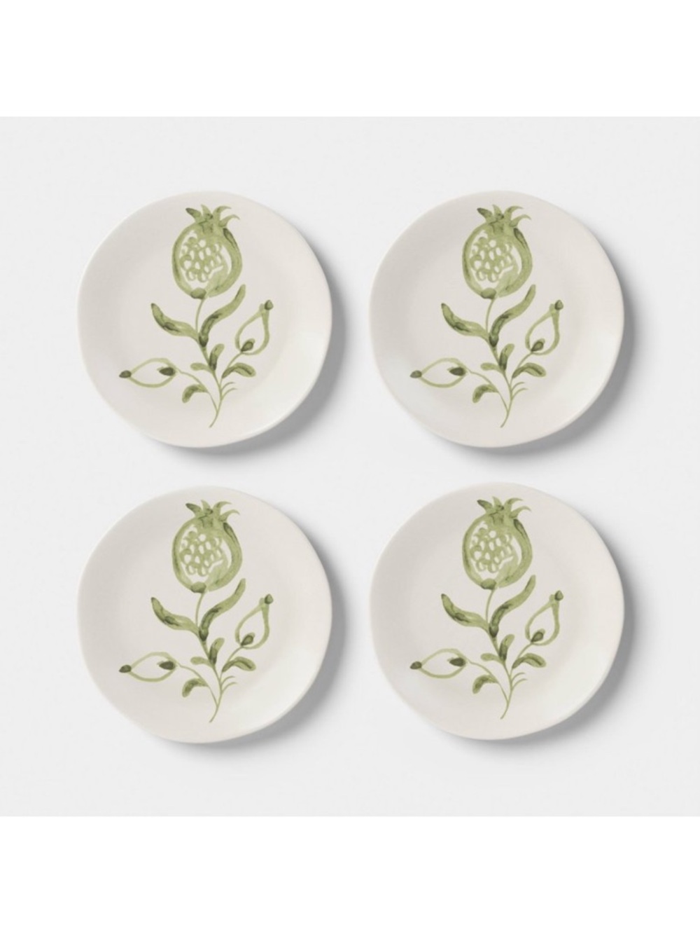 4pk 6" Stoneware Aralia Appetizer Plates Hand Painted Green - Threshold - Picture 3 of 4